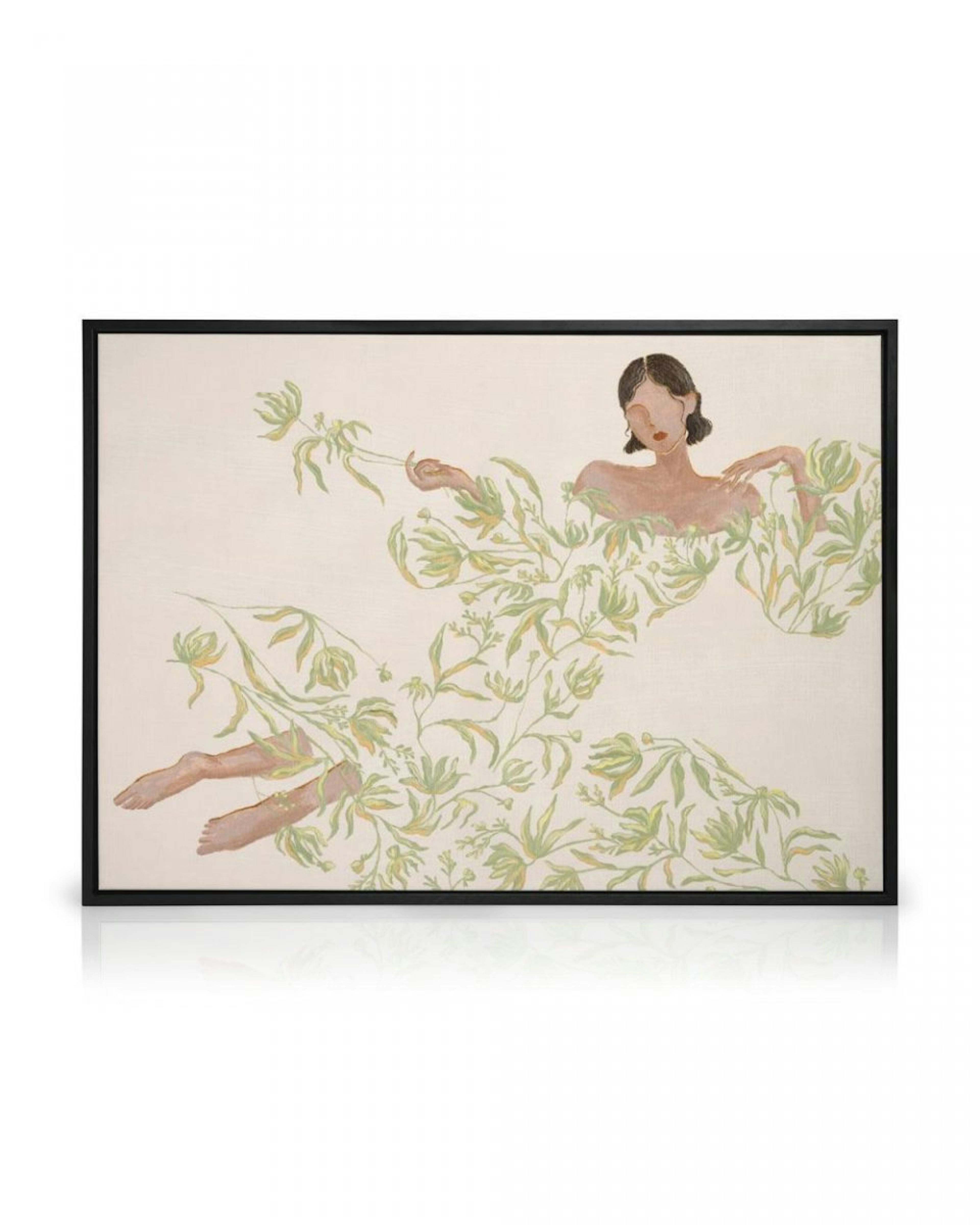 Lady in Green Floral Dress Canvas