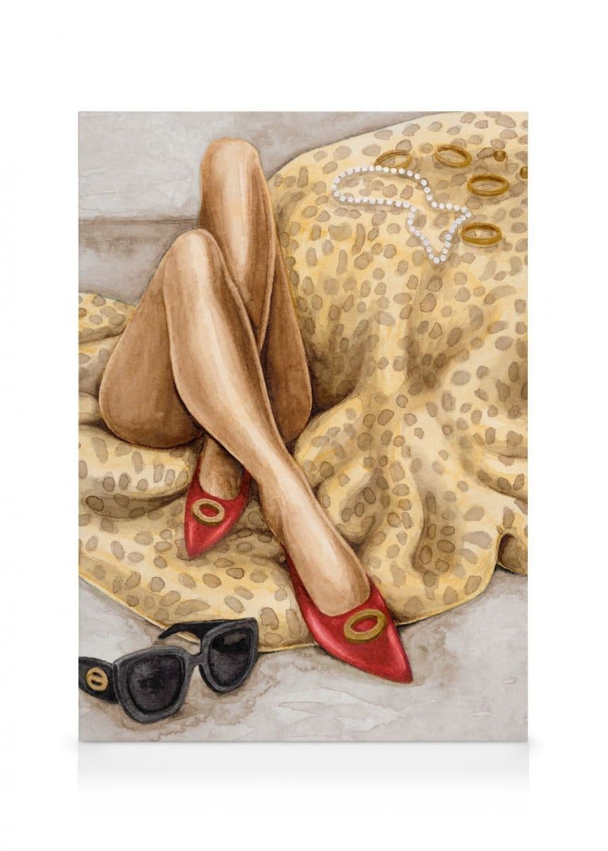 Fashion Girlie Stampa su Tela (30x40 cm - Cornice in rovere)- Acquerelli
