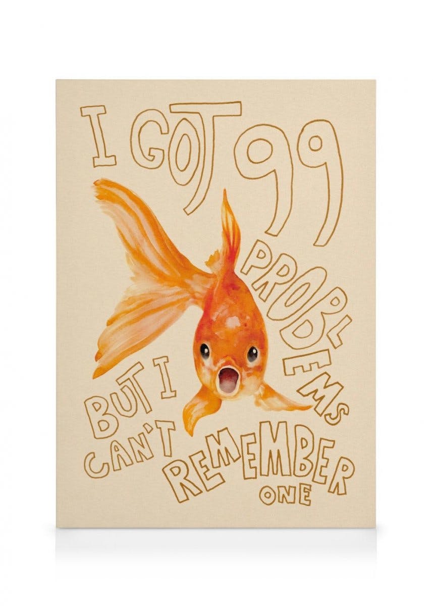 Canvastavlor Memory of a Goldfish Canvastavla (50x70 cm - Svart ram)