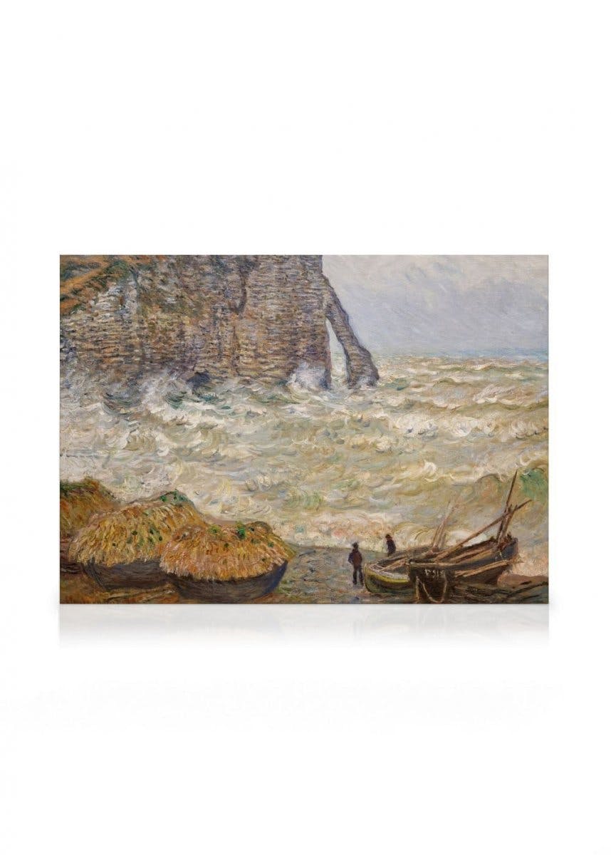 Obrazy na płótnie Monet - Stormy Sea in Étretat Obraz na płótnie (70x100 cm - Czarna ramka)