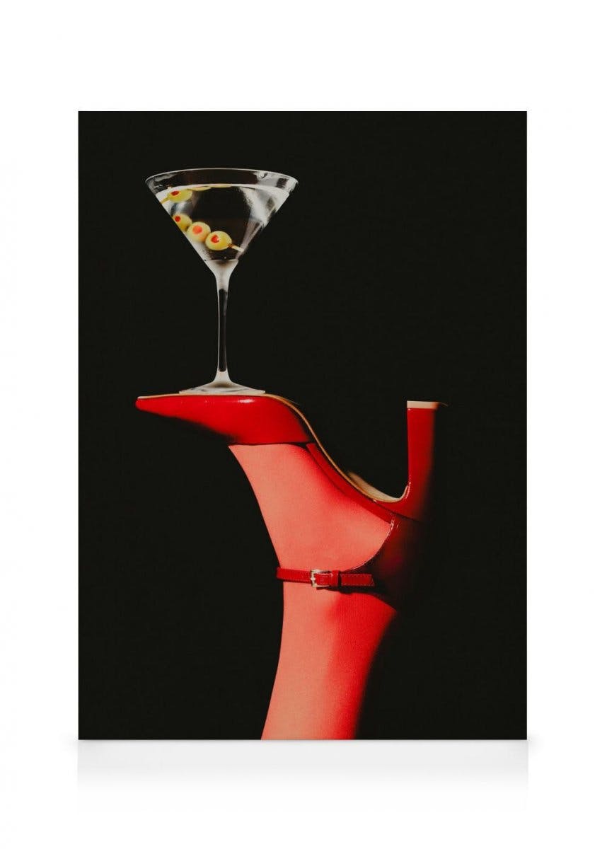 Canvas Prints Heels and Martini Canvas (50x70 cm - Oak Frame)