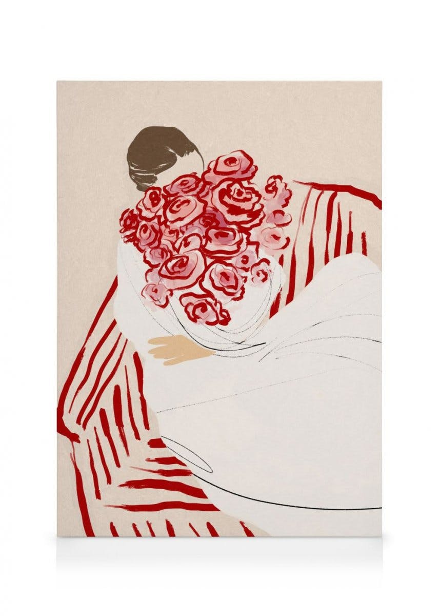 Canvas Prints Hug of Roses Canvas (50x70 cm - Black Frame)