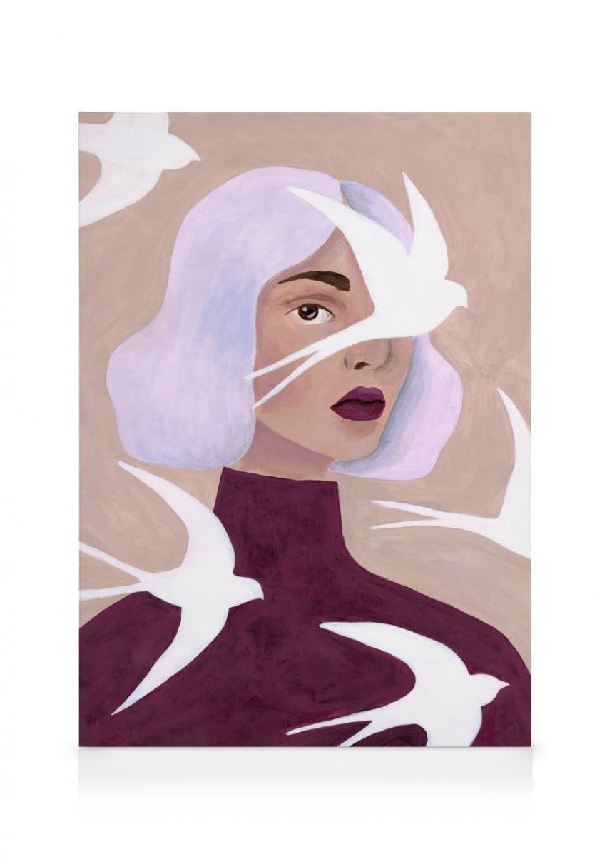 Canvas Prints Fly on By Canvas (50x70 cm - Oak Frame)