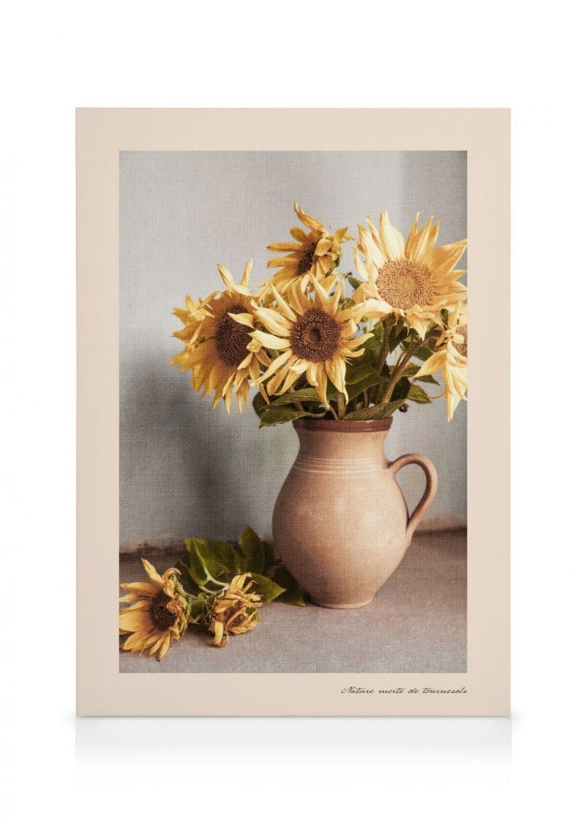 Sunflowers Still Life Stampa su Tela (50x70 cm - Cornice in nero)- Fiori