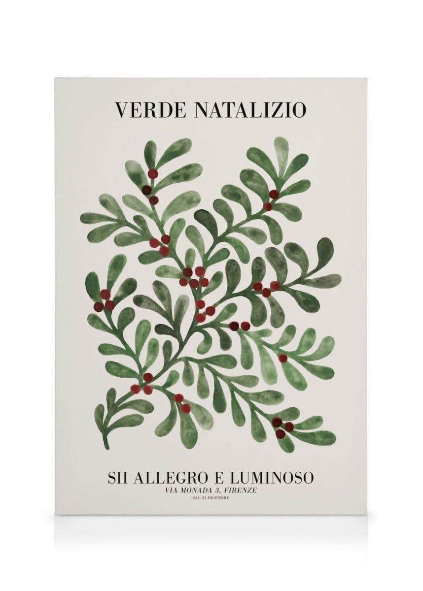 Christmas Greenery Toile (50x70 cm - Cadre noir) - Toiles de Fêtes