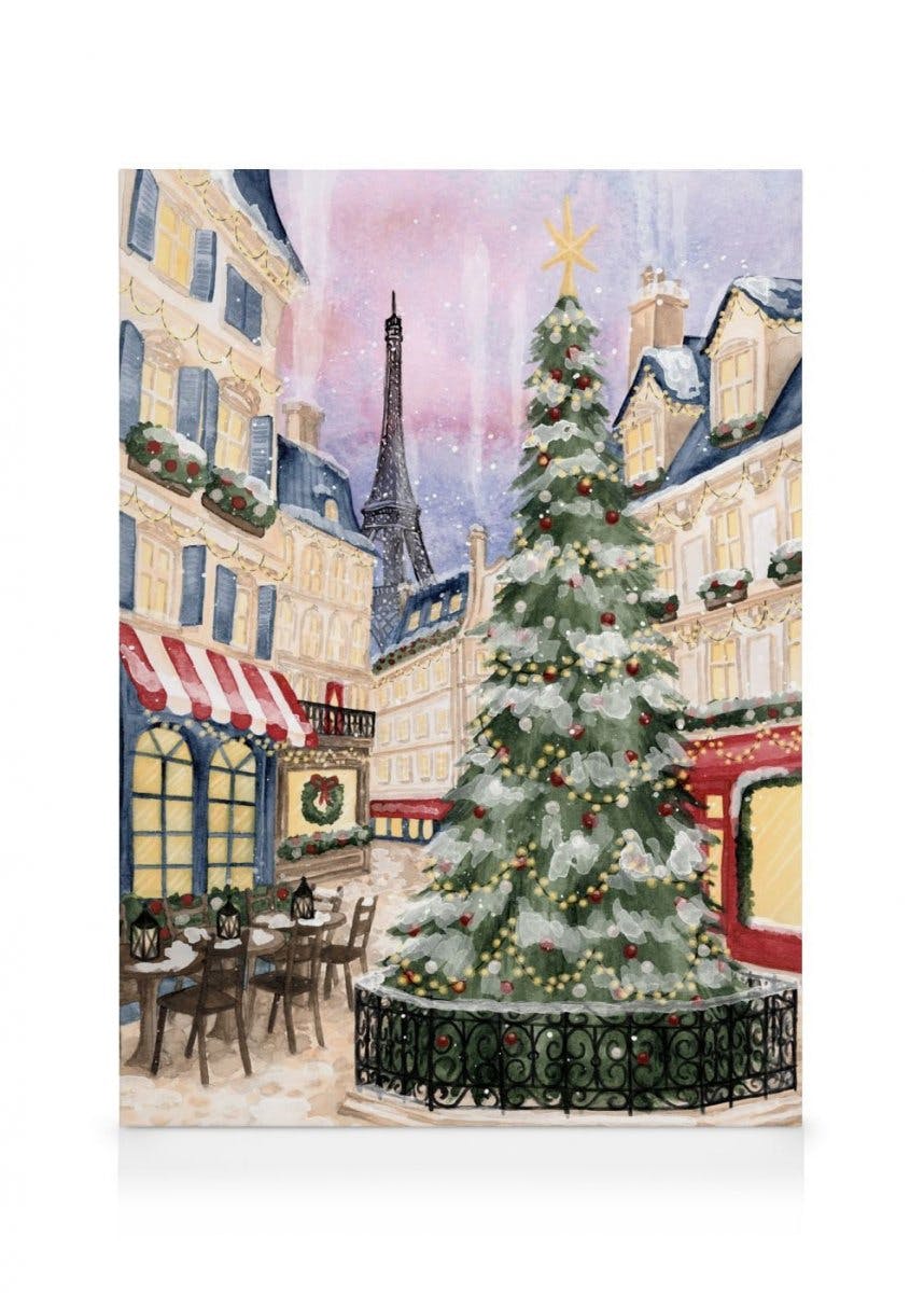 Canvas Schilderijen Christmas in Town Canvas (30x40 cm - Fotolijst Zwart)