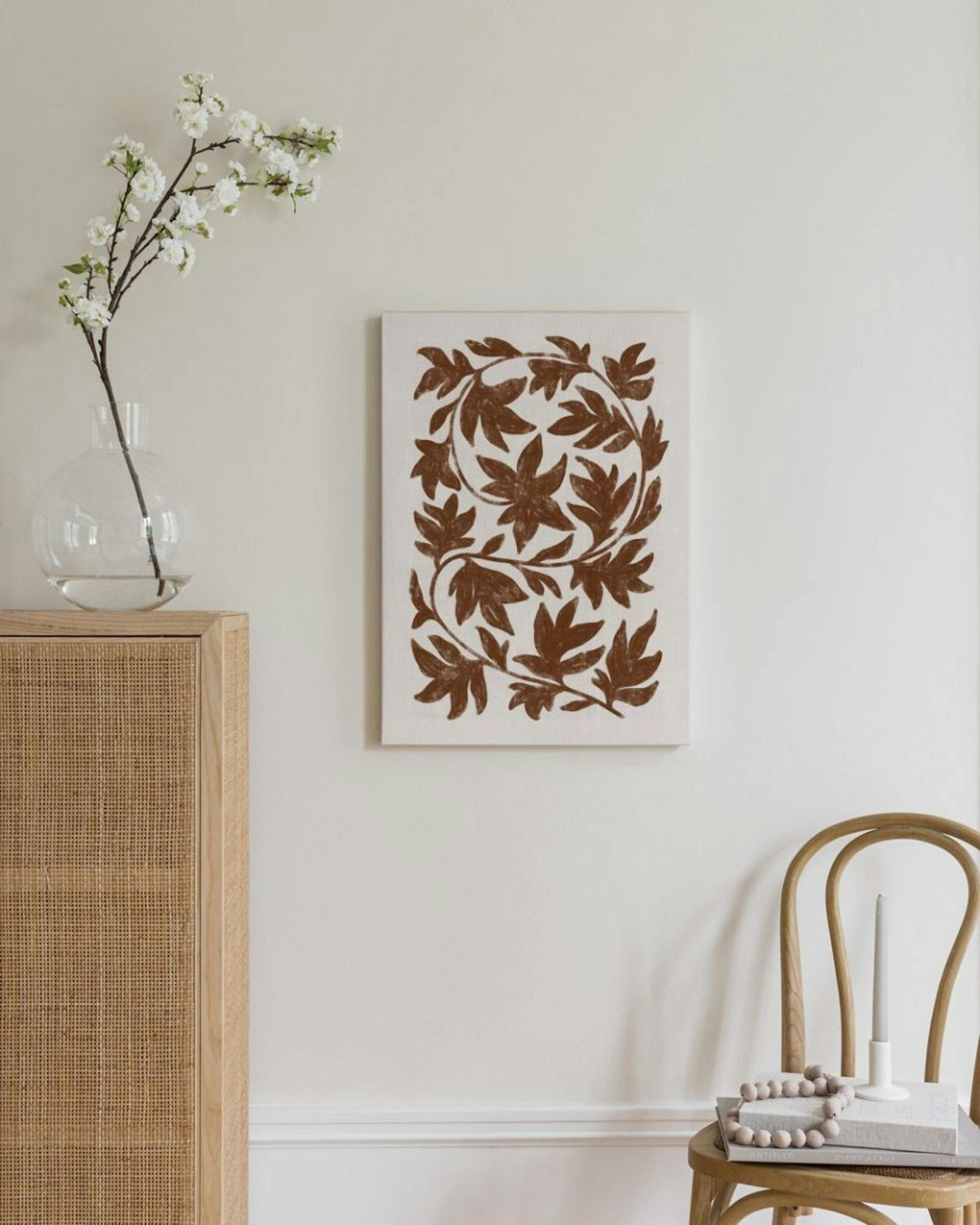 Brown Botanical on Linen Obraz na plátně