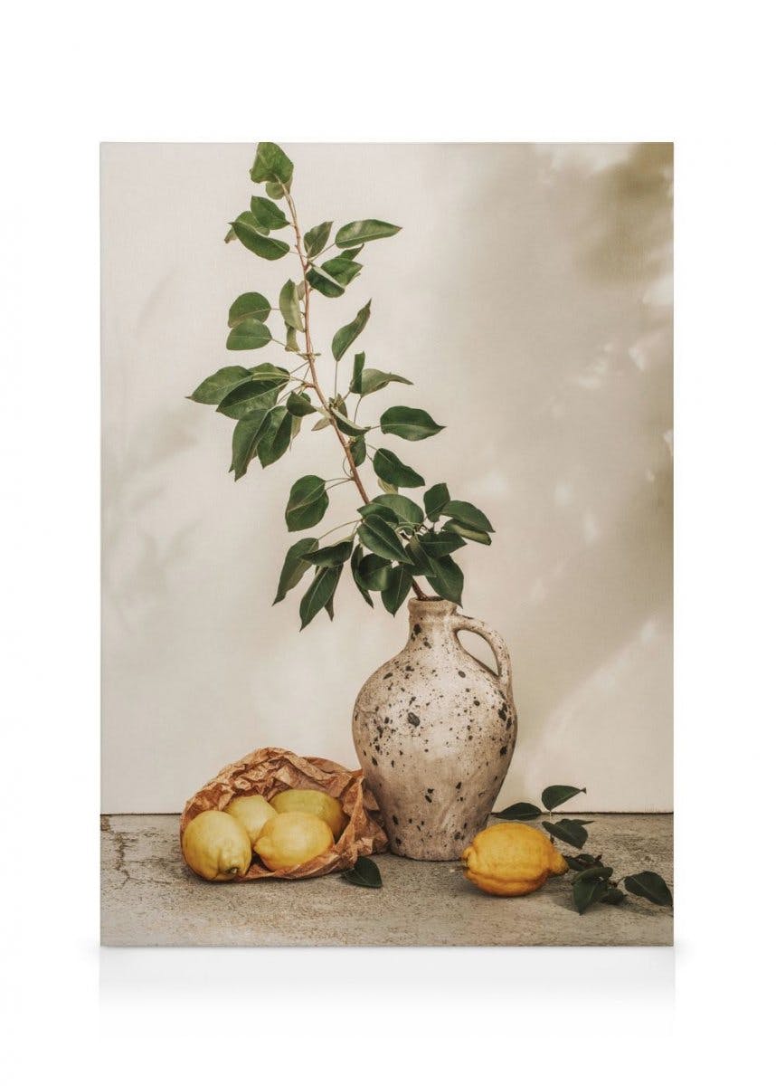 Afternoon Lemons Toile (100x140 cm - Cadre de chêne) - Plantes vertes