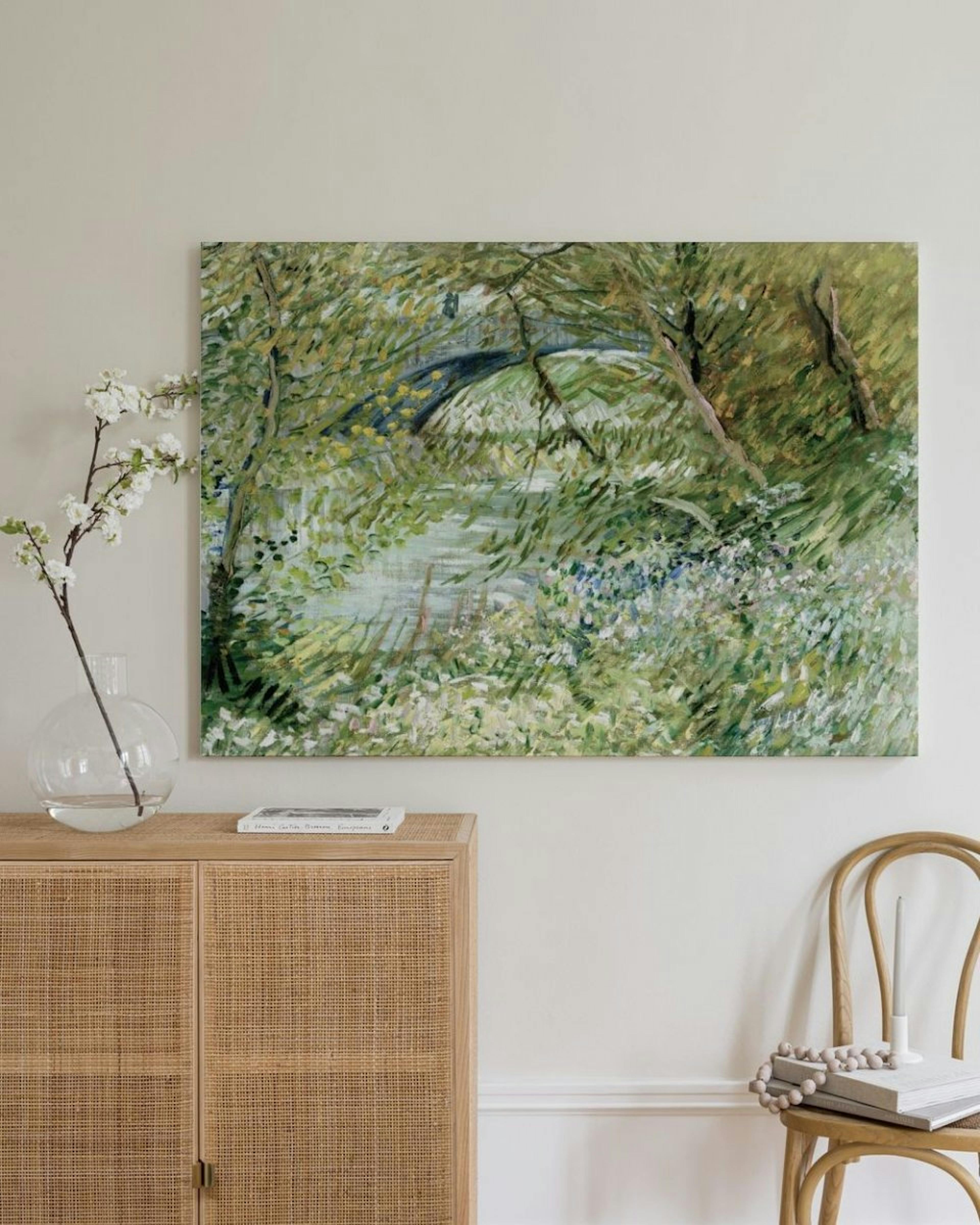 Van Gogh - River Bank in Springtime Landscape Leinwandbild