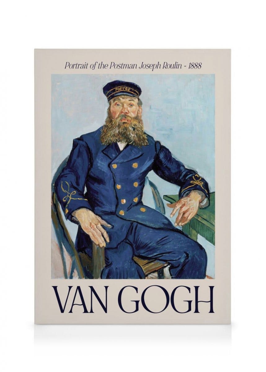 Van Gogh - Portrait of the Postman Joseph Roulin Obraz na płótnie (50x70 cm - Czarna ramka)- Van Gogh Plakat