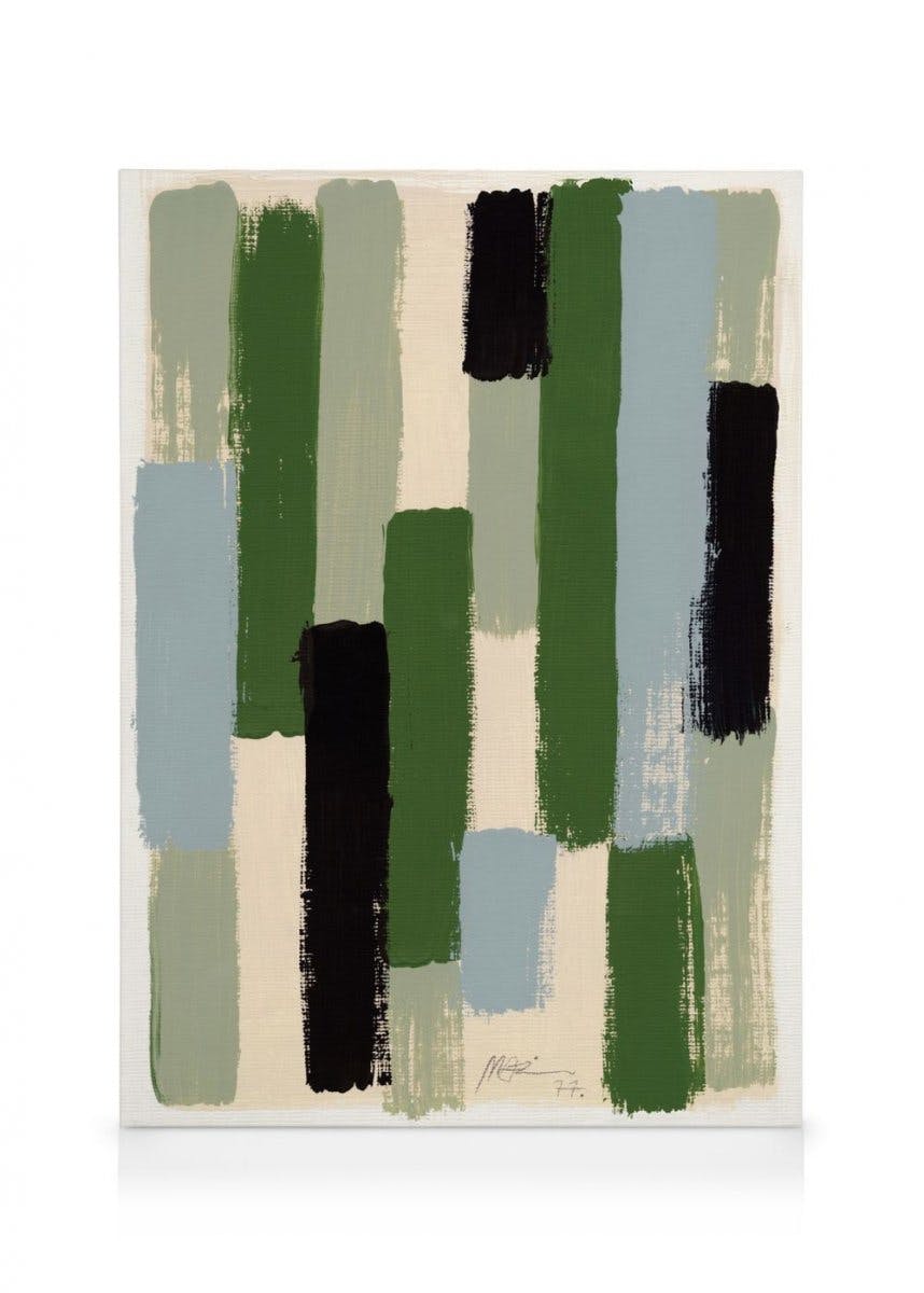 Canvas Prints Green Brush Strokes Canvas print (50x70 cm - Oak Frame)