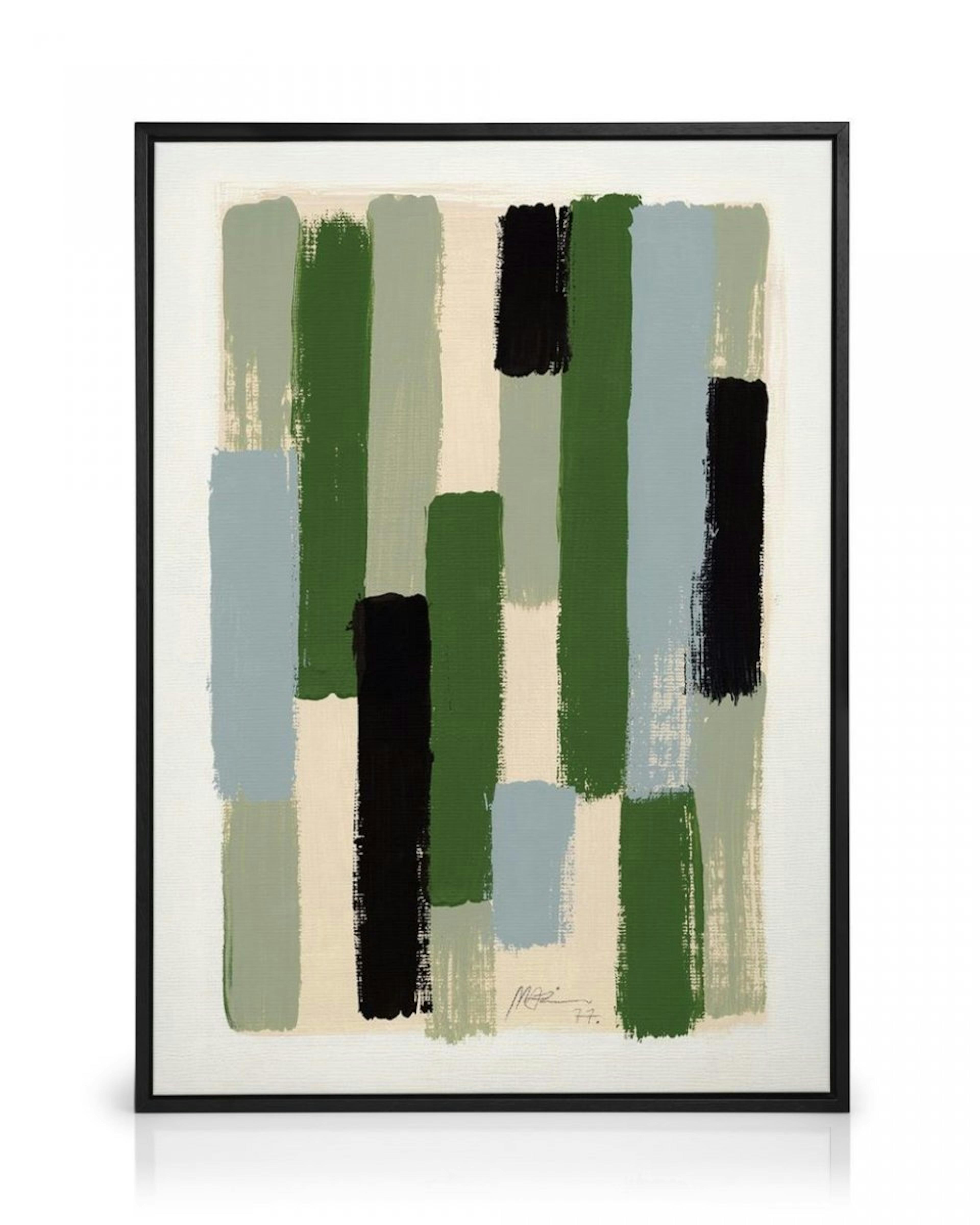 Green Brush Strokes Canvas print