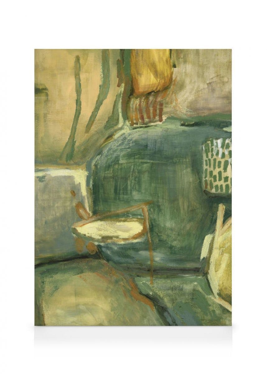 Canvas Prints Abstract Greenscape Canvas print (70x100 cm - Oak Frame)