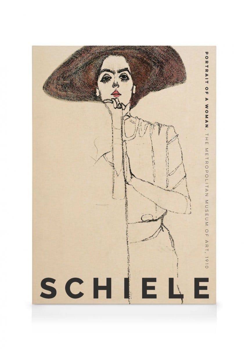 Canvas Schilderijen Egon Schiele - Portrait of a Woman Canvas (100x140 cm - Fotolijst Zwart)