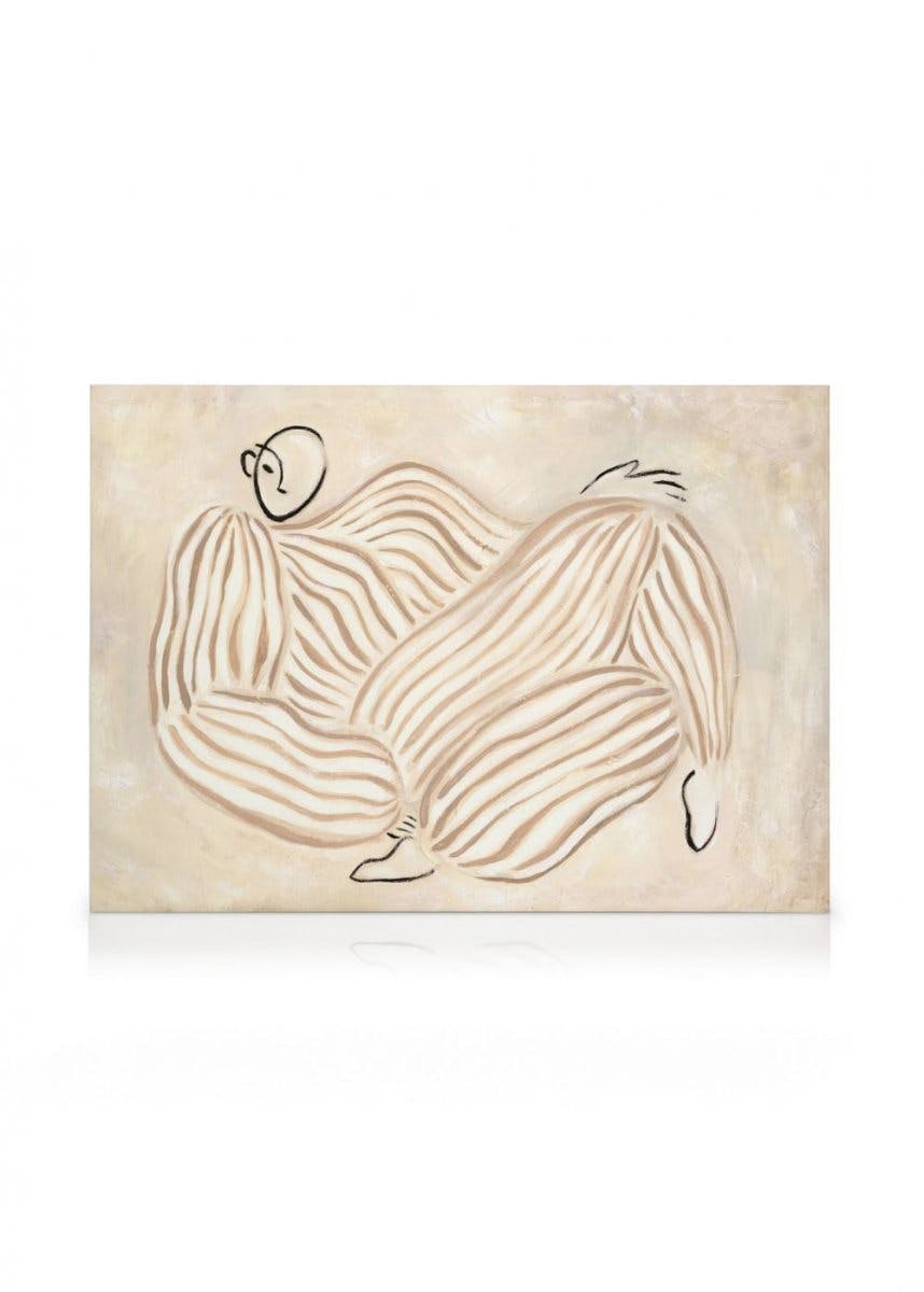 Canvas Prints Figure in Beige Canvas print (100x140 cm - Oak Frame)