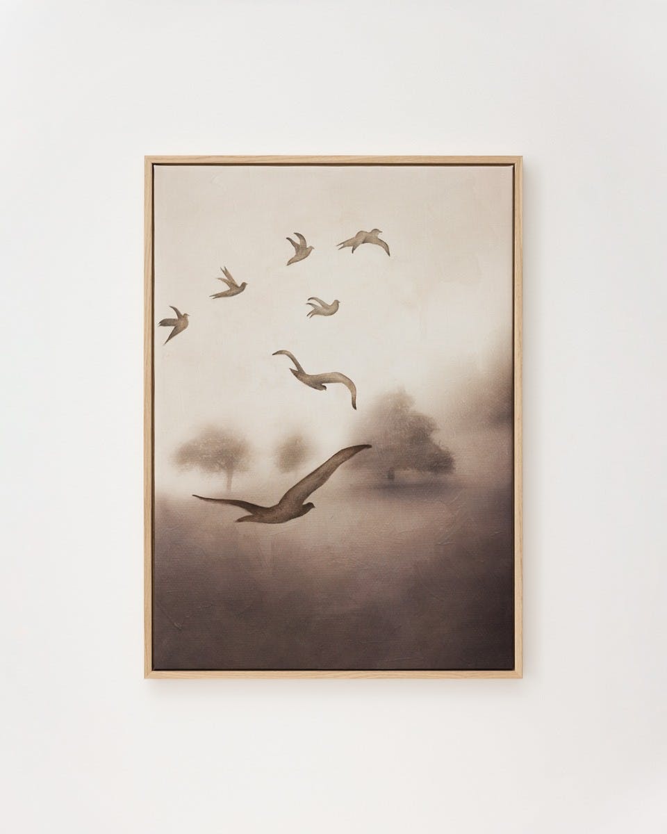 Canvas Schilderijen Silent Dawn No2 Canvas (50x70 cm - Fotolijst Eiken)