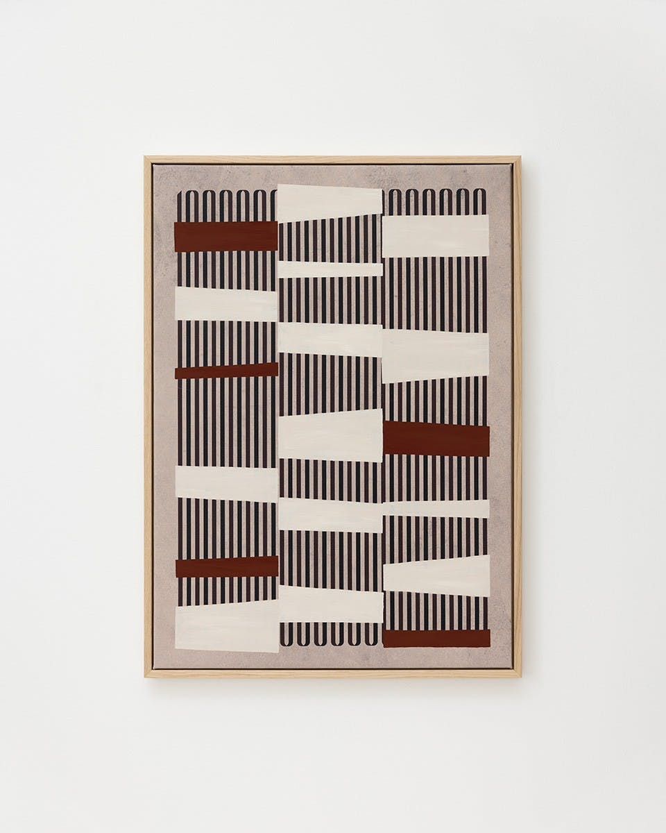 Graphic Lines No4 Stampa su Tela (50x70 cm - Cornice in rovere)- Grafica
