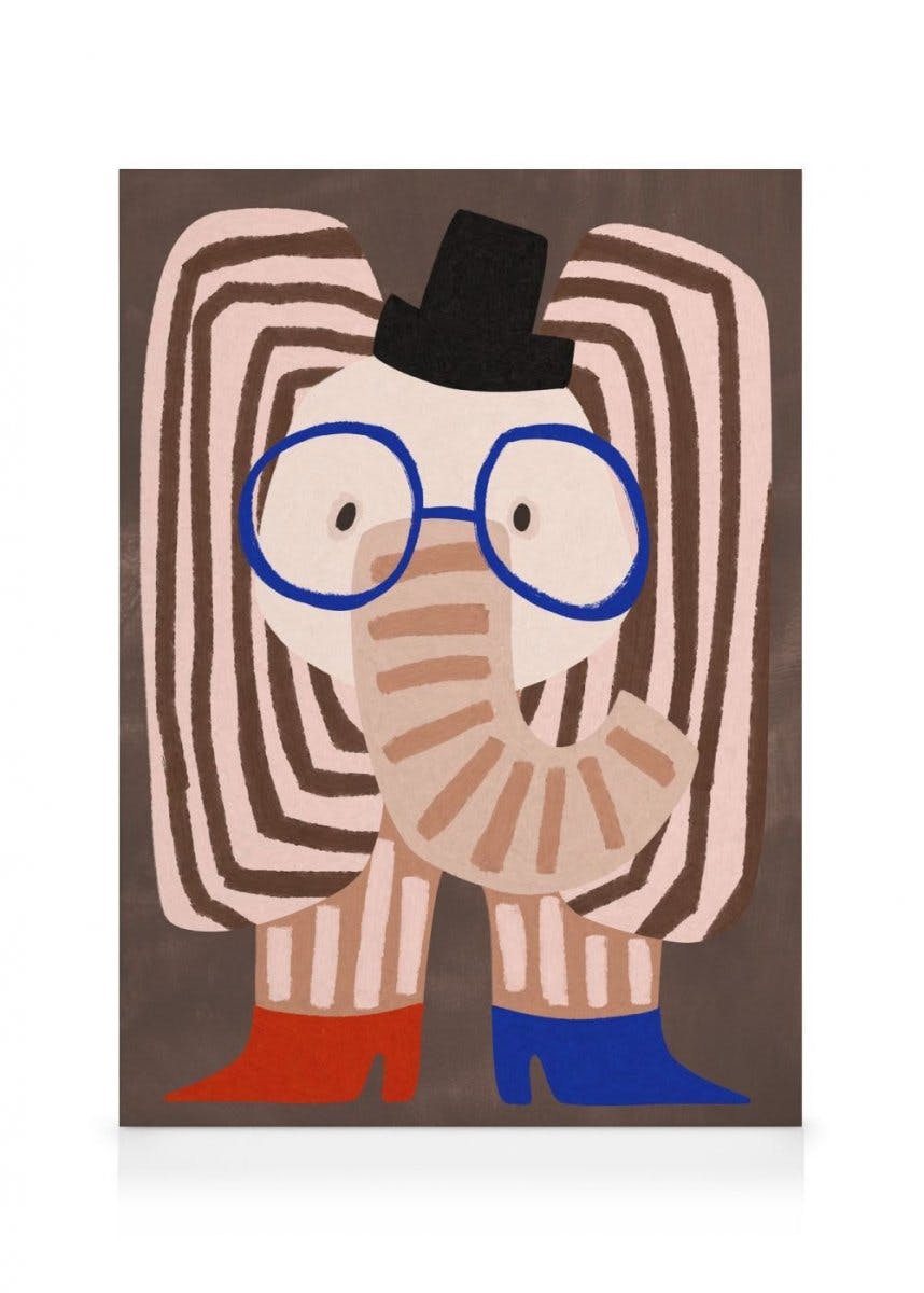 Canvas Prints Dapper Elephant Canvas print (70x100 cm - Oak Frame)