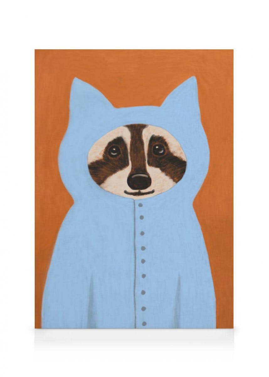 Racoon Toile (30x40 cm - Cadre noir) - Enfants