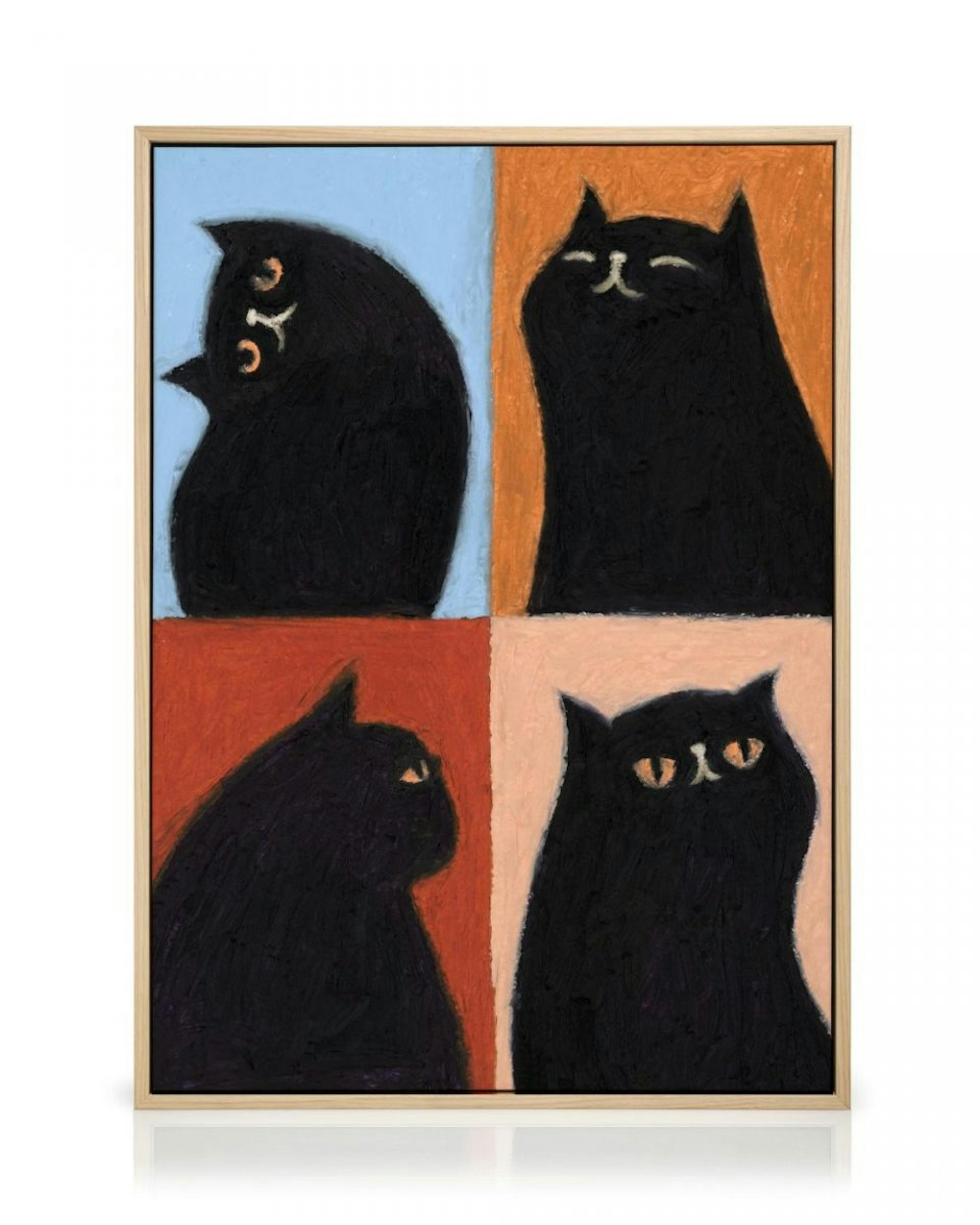 Black Cat Quadrant Lærred