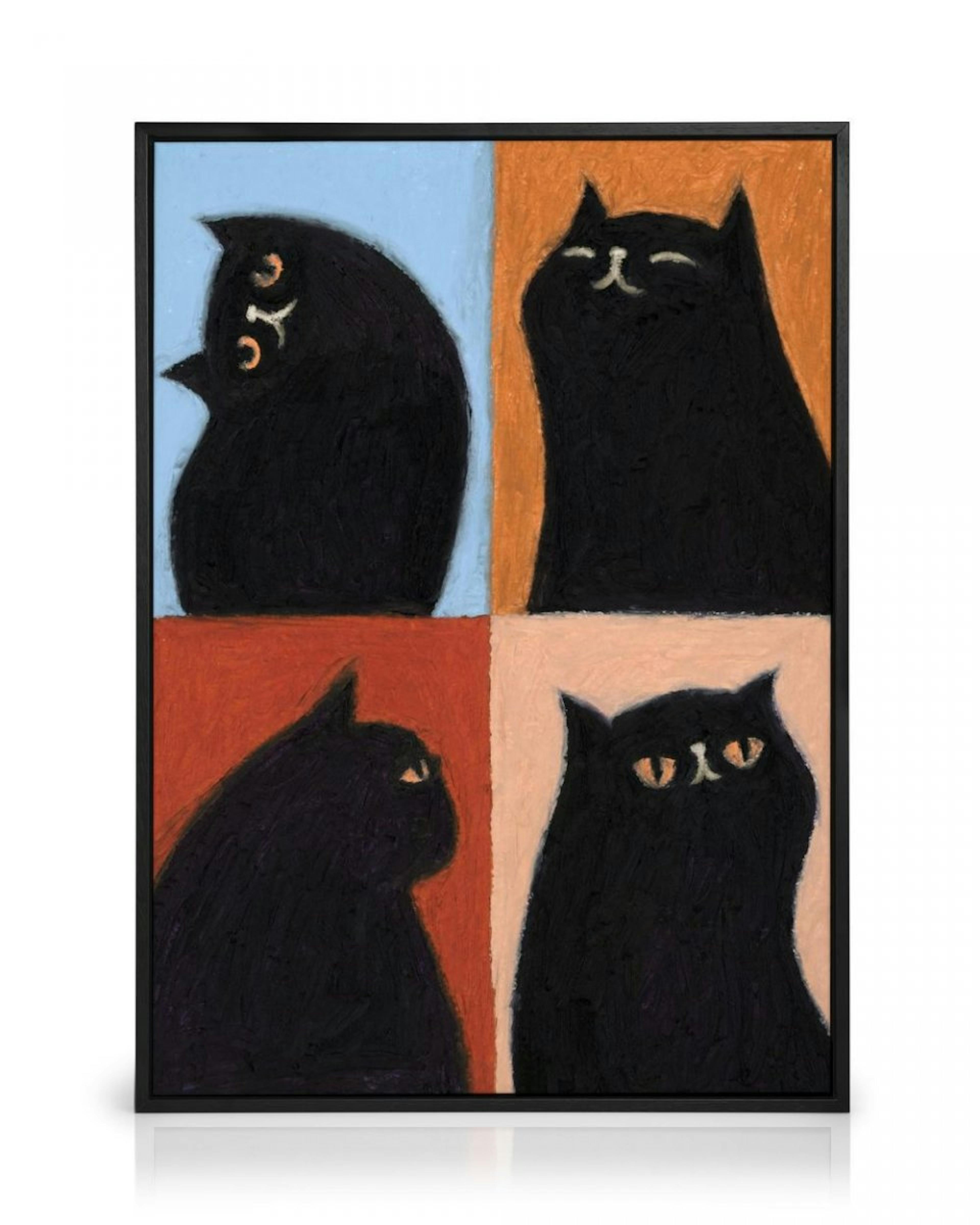 Black Cat Quadrant Lærred