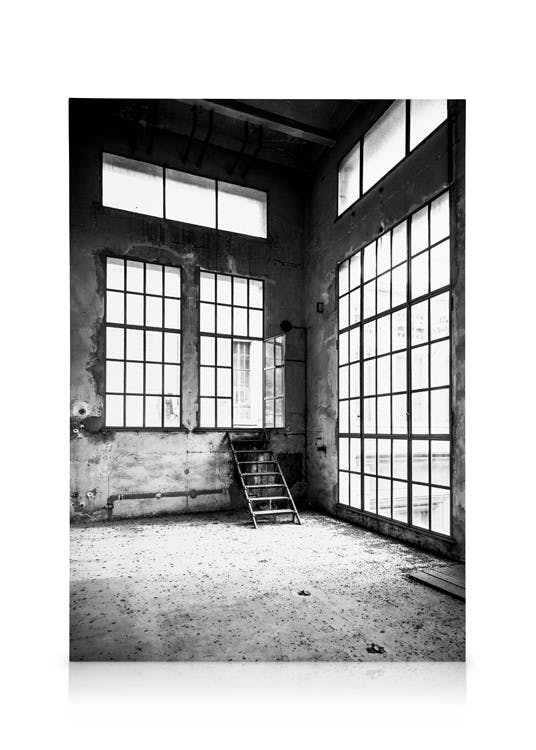 Abandoned Building Stampa su Tela (30x40 cm)- Bianco e nero