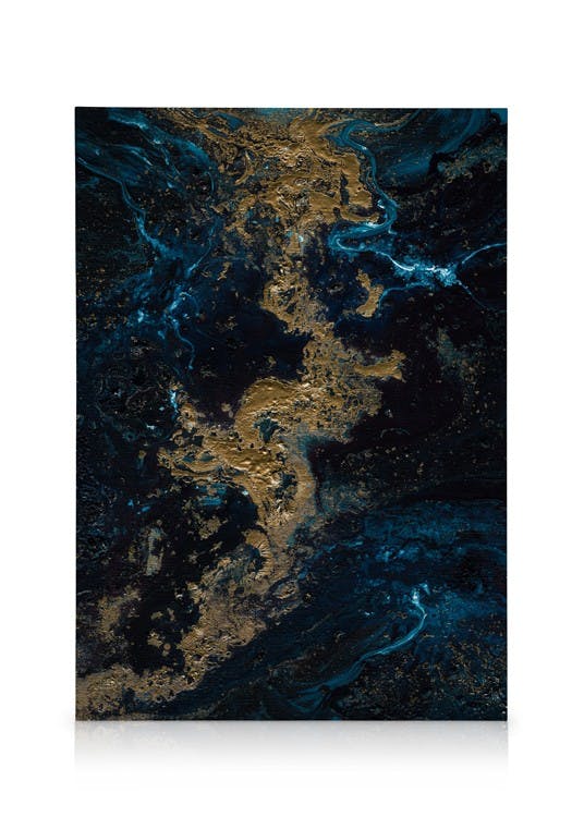 Canvas Schilderijen Blue Gold Canvas (30x40 cm - Fotolijst Zwart)