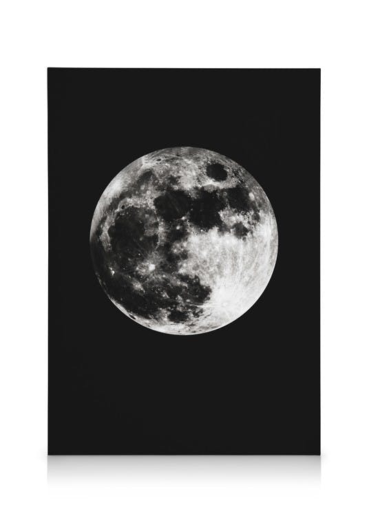 Canvas Schilderijen Moon In Black Canvas (50x70 cm - Fotolijst Eiken)