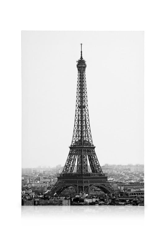 Canvas Schilderijen Eiffel Tower, Canvas (50x70 cm - Fotolijst Eiken)