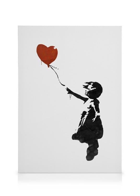 Canvas Schilderijen Girl With Love Balloon Grey, Canvass (30x40 cm)