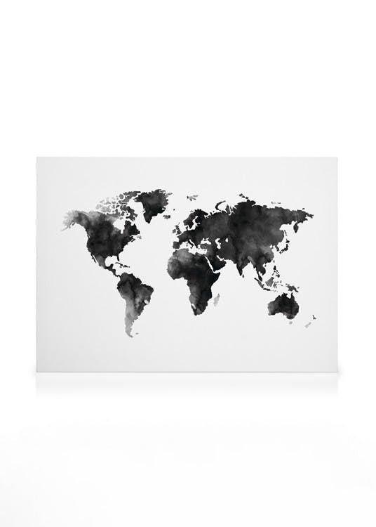 Canvas Prints World Map Watercolor Canvas print (30x40 cm - Black Frame)