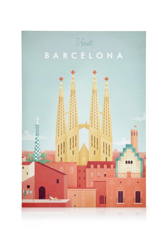 Henry Rivers - Barcelona Travel Stampa su Tela (50x70 cm)- Motivi vintage