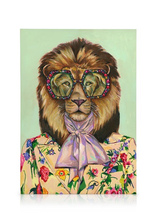 Canvas Schilderijen Heather Perry - Artsy Lion Canvas (50x70 cm - Fotolijst Zwart)