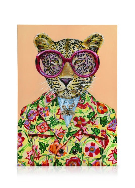 Canvas Prints Heather Perry - Artsy Leopard Canvas print (100x140 cm - Oak Frame)