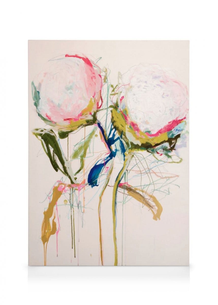 Canvas Prints Leigh Viner - Artsy Peonies No1 Canvas print (100x140 cm - Black Frame)