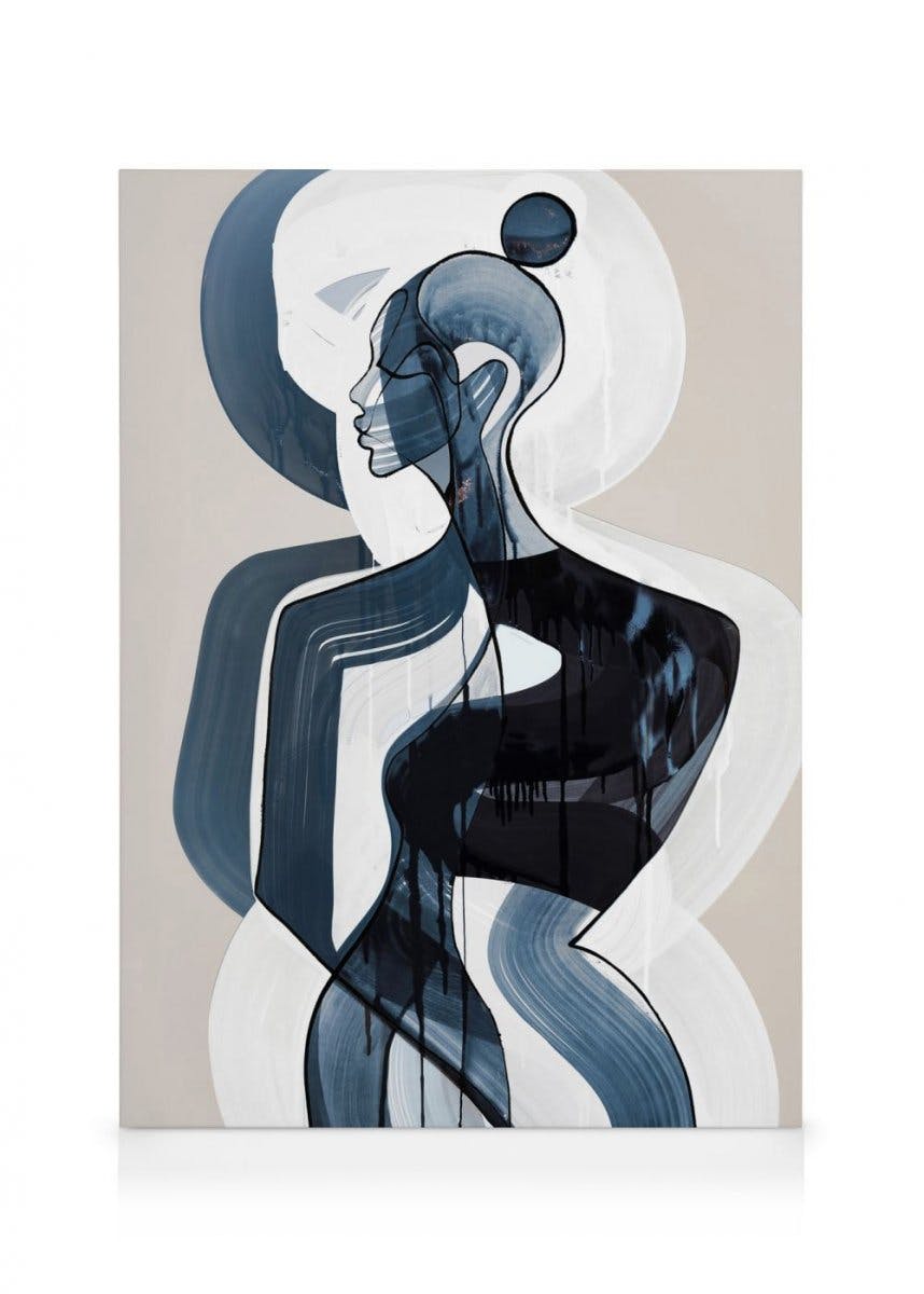 Peytil - Blau Serenity Lerret (30x40 cm - Eikeramme)