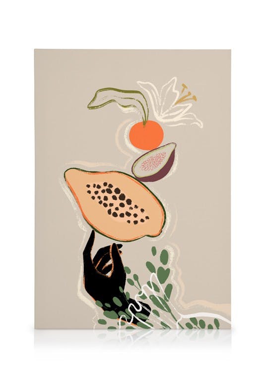 Telas decorativas Arty Guava - Lay Hoon - Balancing Fruits Quadro em tela (30x40 cm - Moldura Preta)
