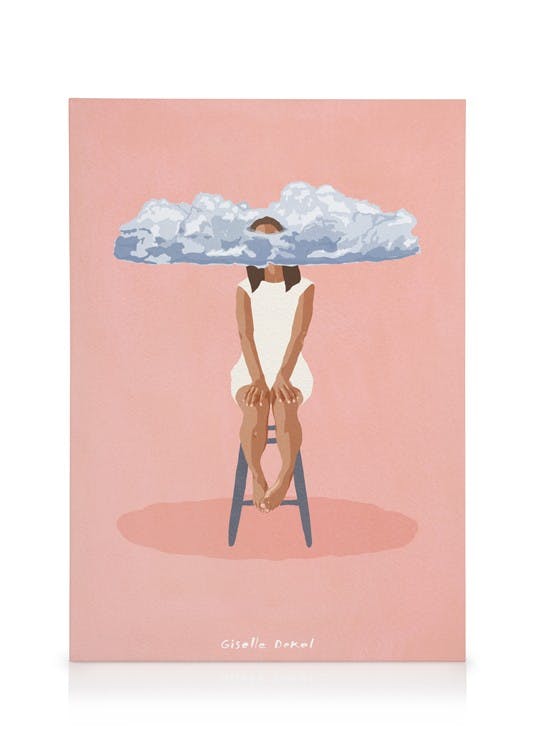 Canvas Schilderijen Giselle Dekel - Pink Meditation Canvas (30x40 cm - Fotolijst Eiken)