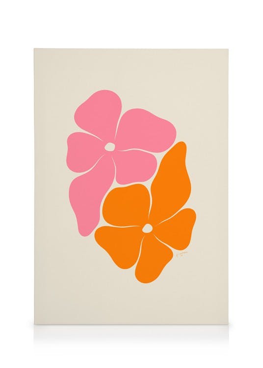 Canvas Prints Hanna KL - Floral Pair Canvas print (50x70 cm - Oak Frame)