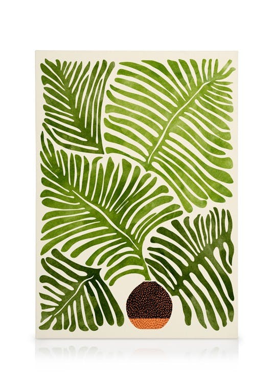 Kristian Gallagher - Summer Fern Tableau sur toile (50x70 cm - Cadre de chêne) - Plantes vertes
