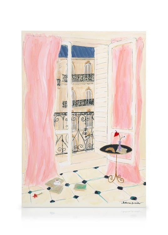 Canvas Schilderijen Katharina Puritscher - Croissant and Book Canvas (50x70 cm)