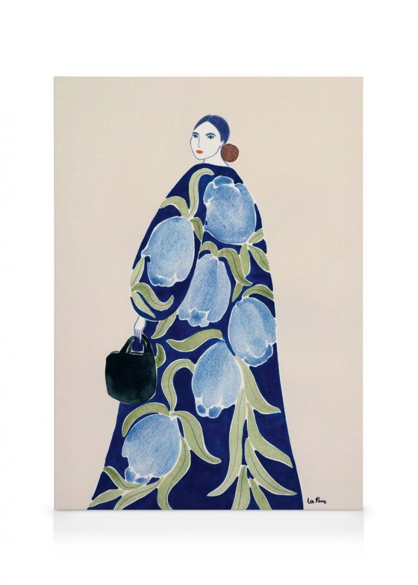 La Poire - Turquoise Coat Toile (70x100 cm - Cadre de chêne) Toiles