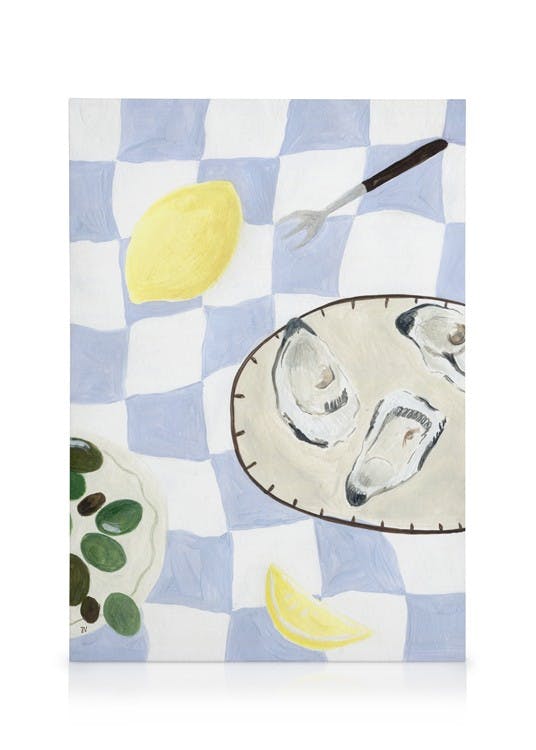 Canvas Schilderijen Isabelle Vandeplassche - Oysters and OlivesÂ Canvas (50x70 cm)