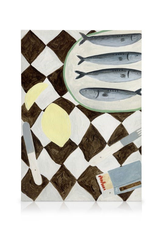 Canvastavlor Isabelle Vandeplassche - Table Cloth with Matches Canvastavla (50x70 cm - Ekram)