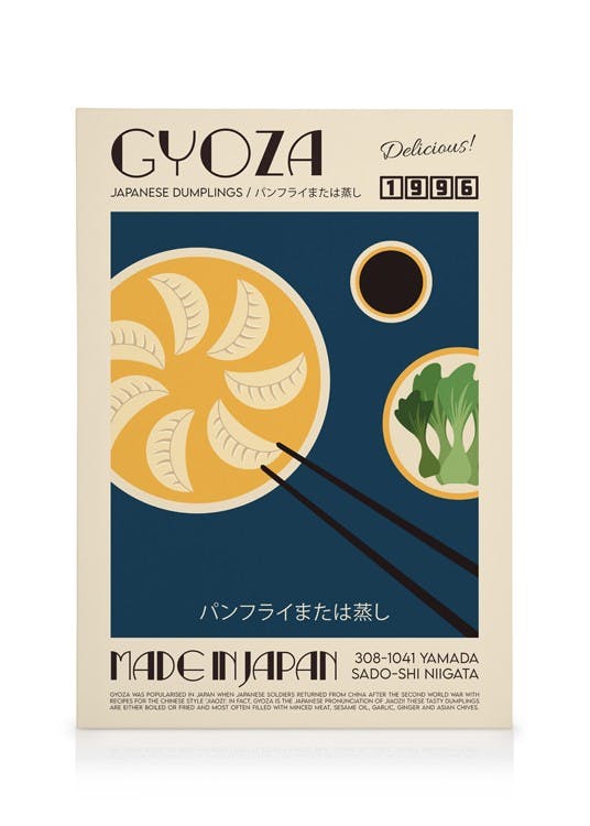 Canvas Schilderijen We made something nice - The Gyoza Canvas (50x70 cm - Fotolijst Eiken)