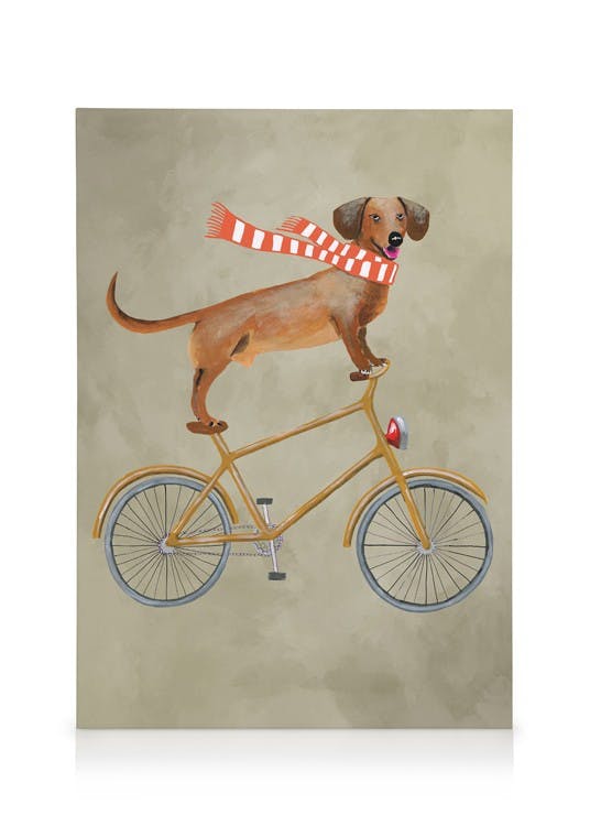 Coco De Paris - Dachshund on Bicycle in the Winter Tableau sur toile (30x40 cm) - Toiles