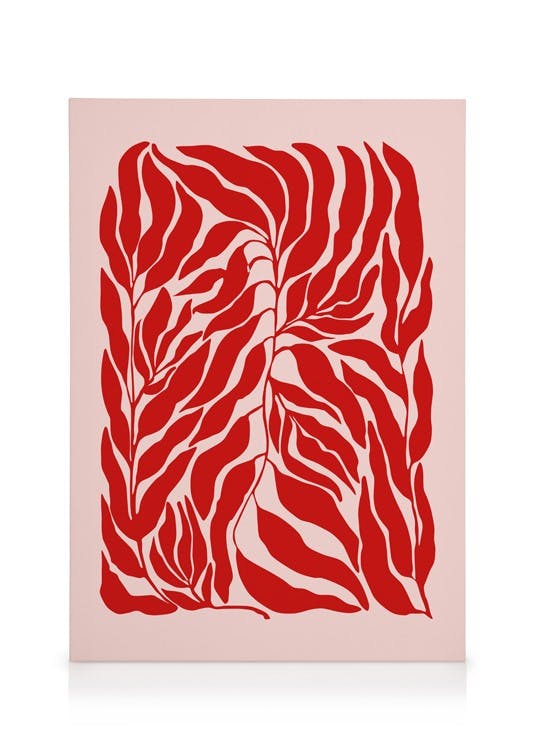 Canvas Prints The Print Republic - Red & Pink Botanical Canvas print (30x40 cm - Black Frame)