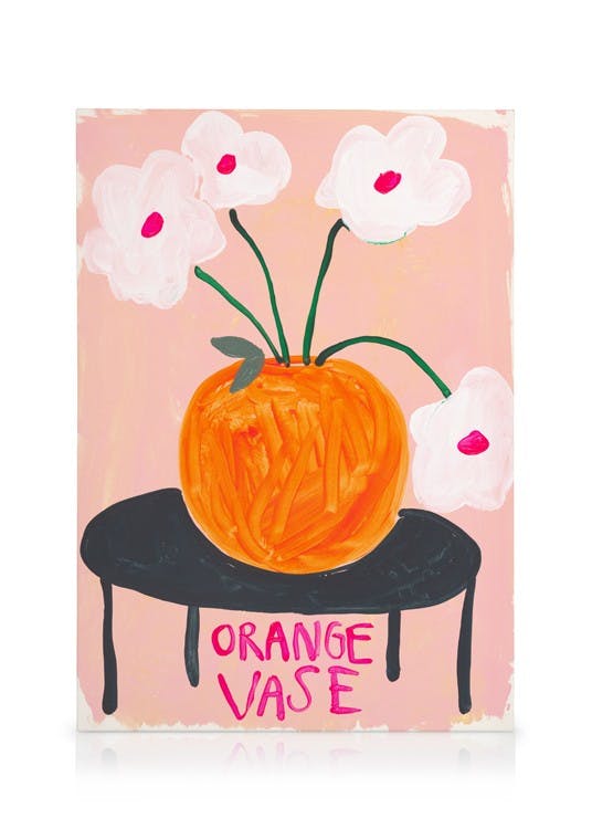 Canvas Schilderijen Britty Flynn - Orange Vase Canvas (30x40 cm - Fotolijst Eiken)