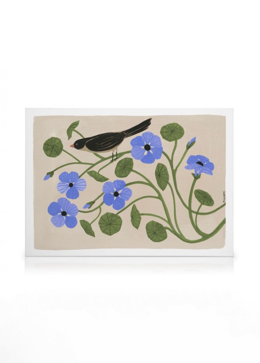Megan Galante - Garden Pansey Toile (30x40 cm - Cadre noir) - Illustrations
