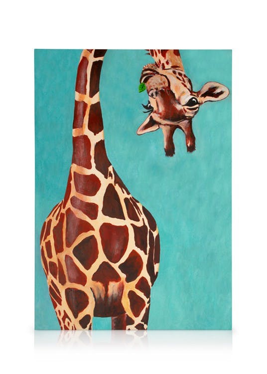 Canvas Prints Coco de Paris - Upside Down Giraffe Canvas print (30x40 cm - Oak Frame)